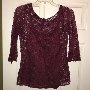 Burgundy lace blouse